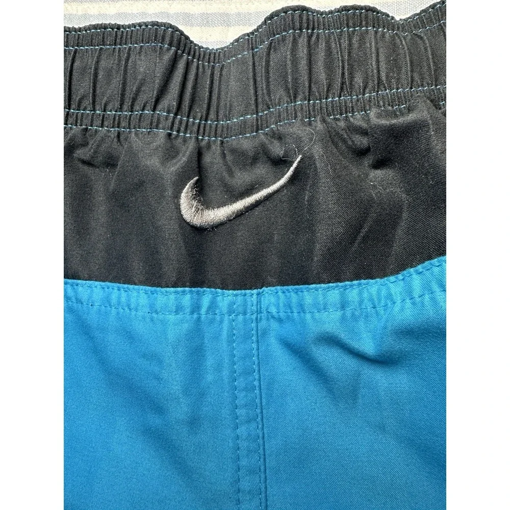 Nike Men's Swim‎ Trunks Shorts Blue Black Lined Drawstring Size Large